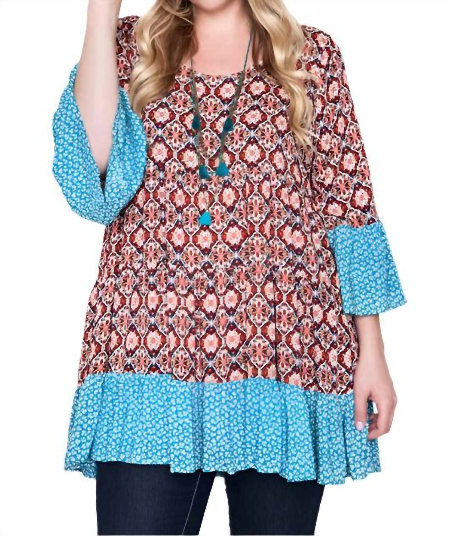 Kori - Floral Bell Sleeve Peasant Top