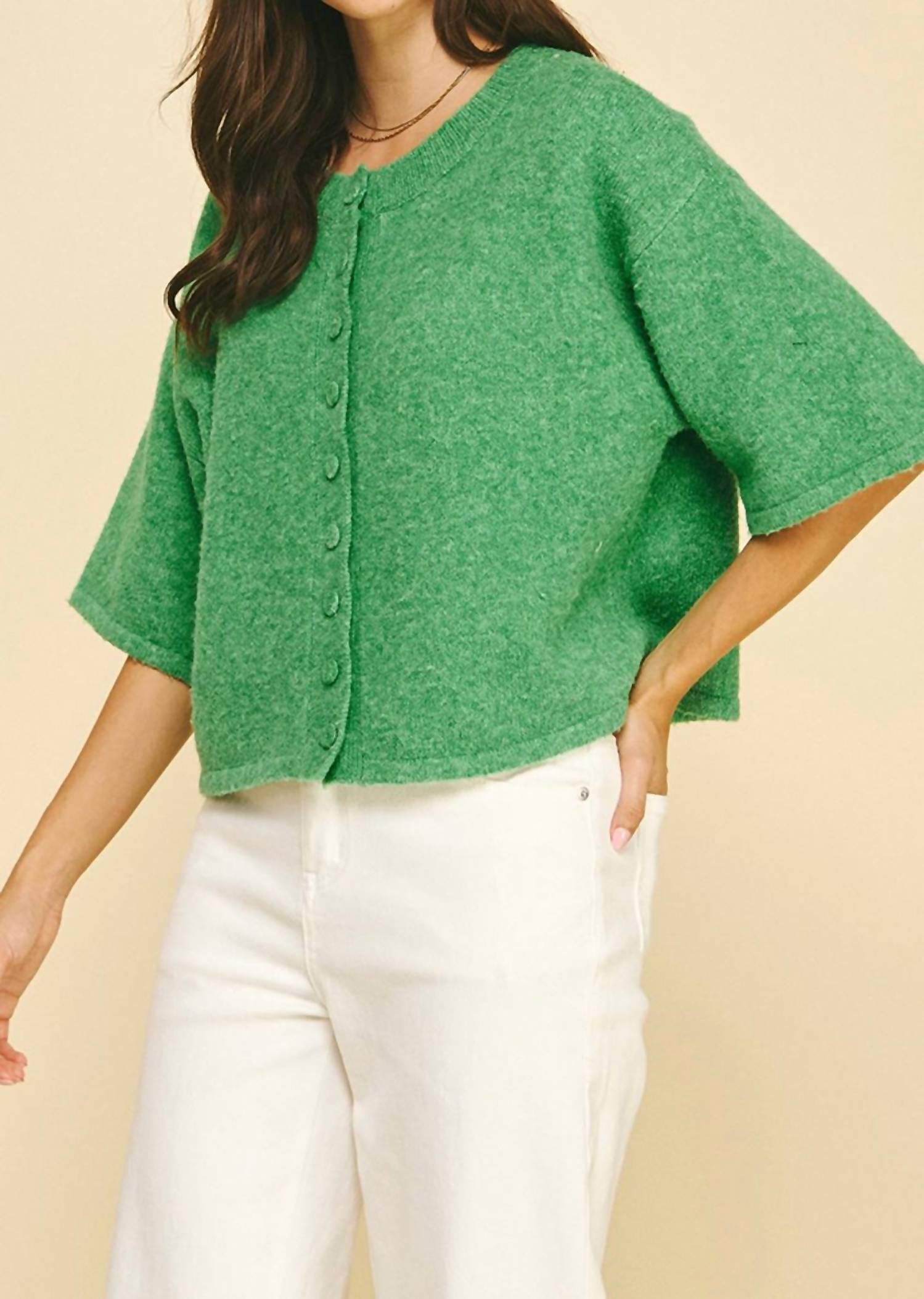 Pinch - Abby Button Down Short Sleeve Sweater