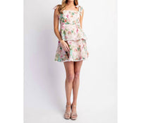 Sweet Generis - Lovely Print Eyelet Tiered Mini Dress