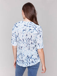 Charlie B - Roll-up Sleeve Gauze Blouse