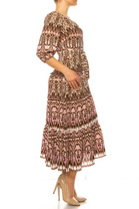 Maison Tara - Belted Abstract Print Dress