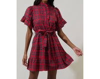 Sugarlips - Women's Arvada Plaid Cottonwood Ruffle Button Down Mini Dress
