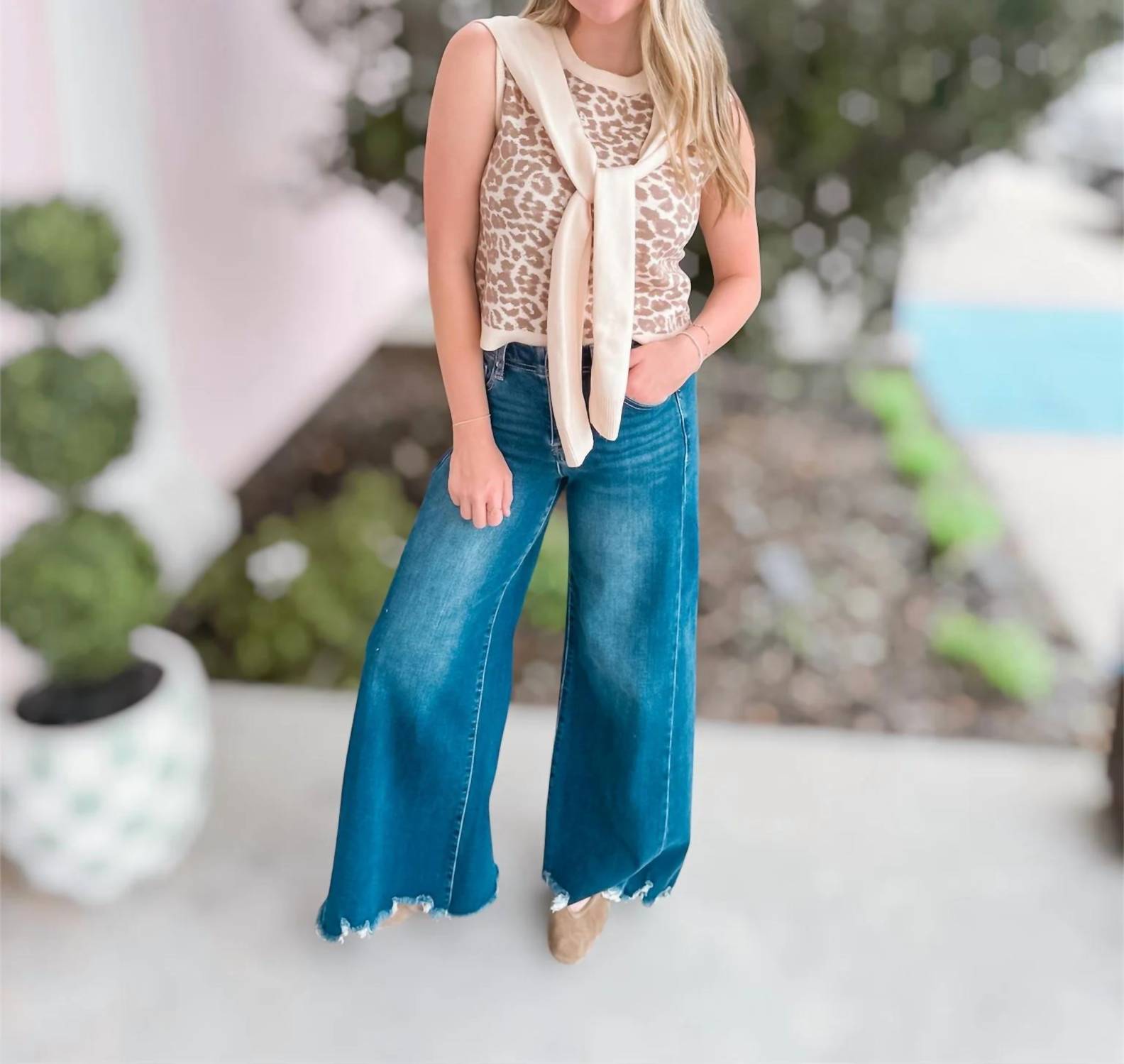 Entro - Leopard Knit Sleeveless Top