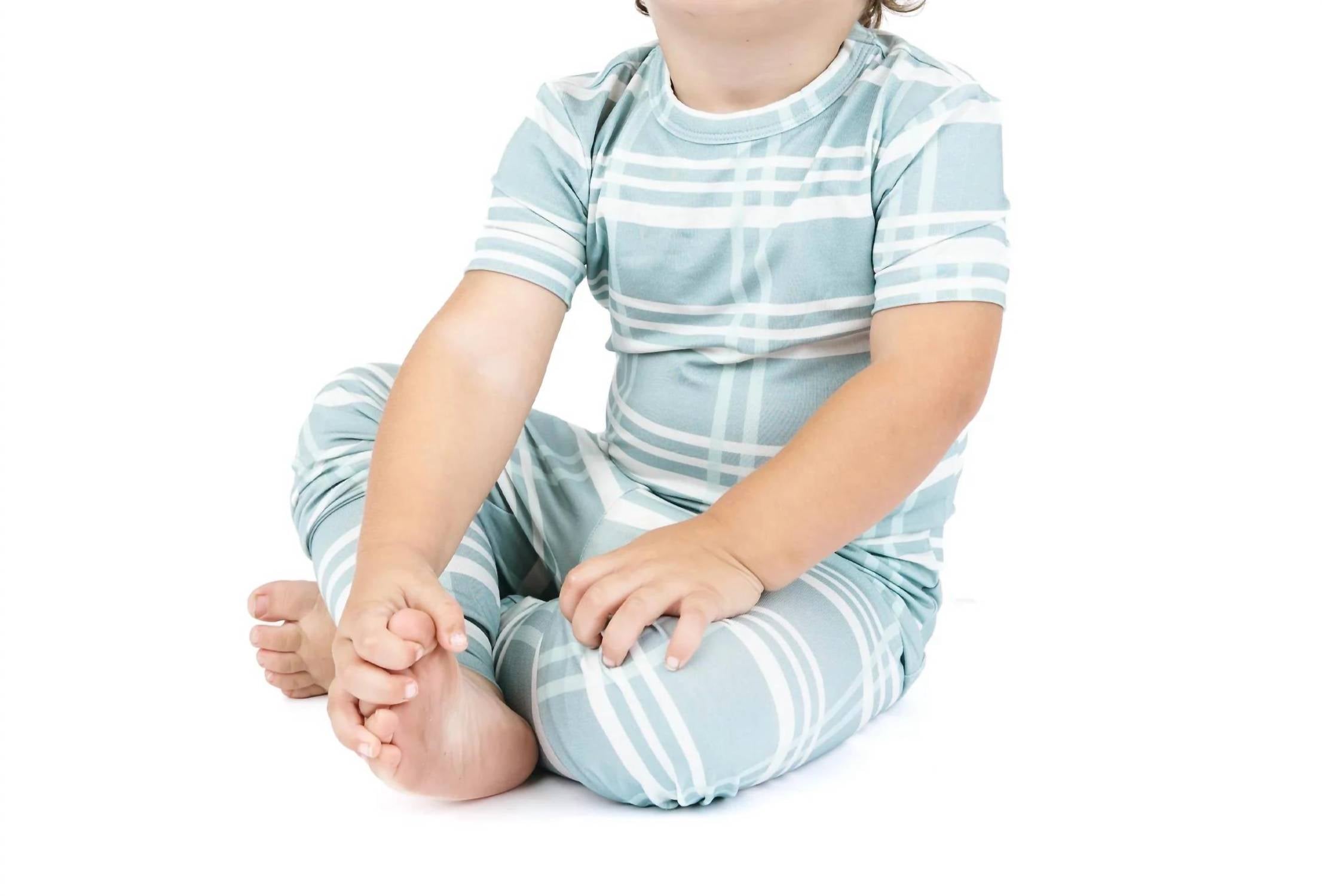 Emerson And Friends - Plaid Two-piece Bamboo Short Sleeve Pajama Pants Set