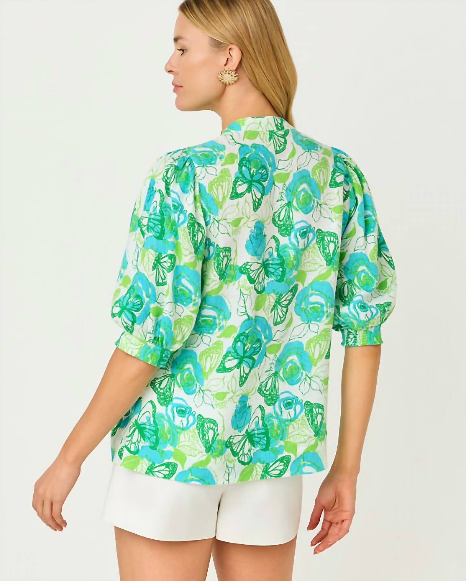 Lilly Pulitzer - MIALEIGH ELBOW SLEEVE LINEN TOP