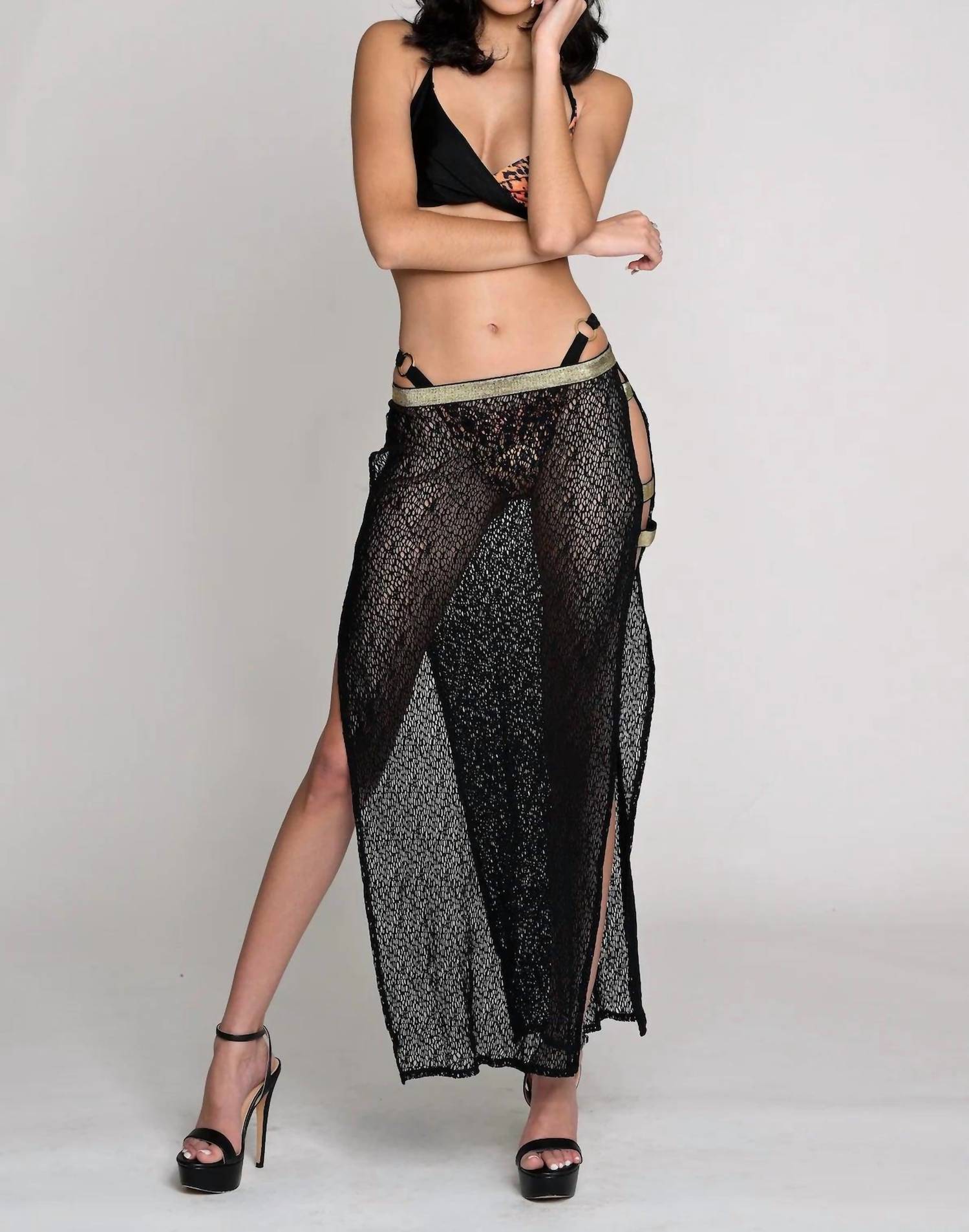 Belle D'Amour The Tahiti Cover-up Skirt in black - women's swimwear
