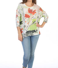 Jess & Jane - Celine Button Accent Side Slit Top