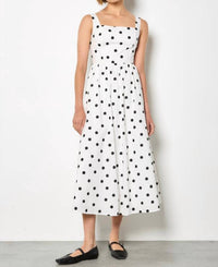 Apricot - Polka Dot Smocked Midi Dress