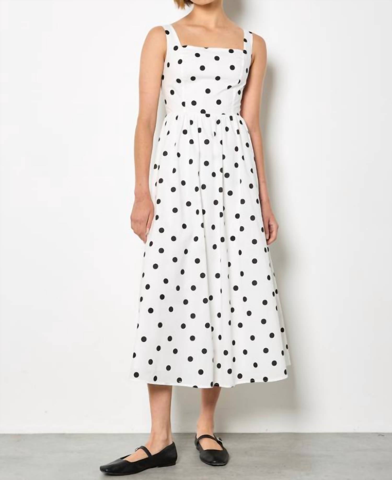 Apricot - Polka Dot Smocked Midi Dress