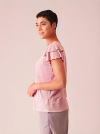 Cut Loose - Light Weight Linen Sweater Flutter Tee