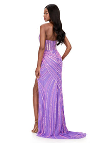 ASHLEYlauren Sweetheart Beaded Prom Dress in orchid - women's dress - alternate view