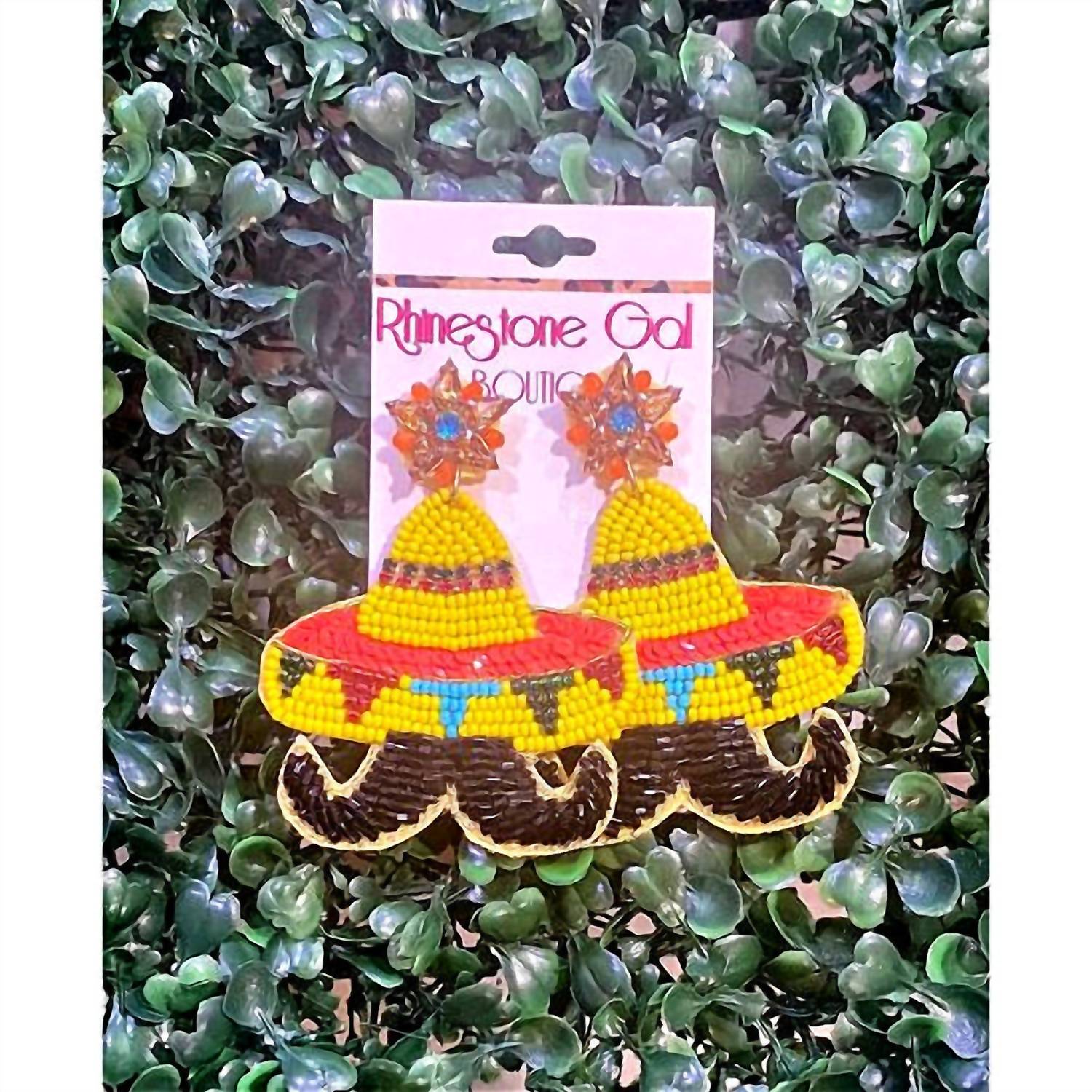 Sophia Collection Women's Sombrero & Mustache Beaded Earrings in multicolor - women's jewelry - detail view