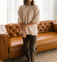 Free People Margot Sweater Tee in pearl melange 1 - women's t-shirt - detail view