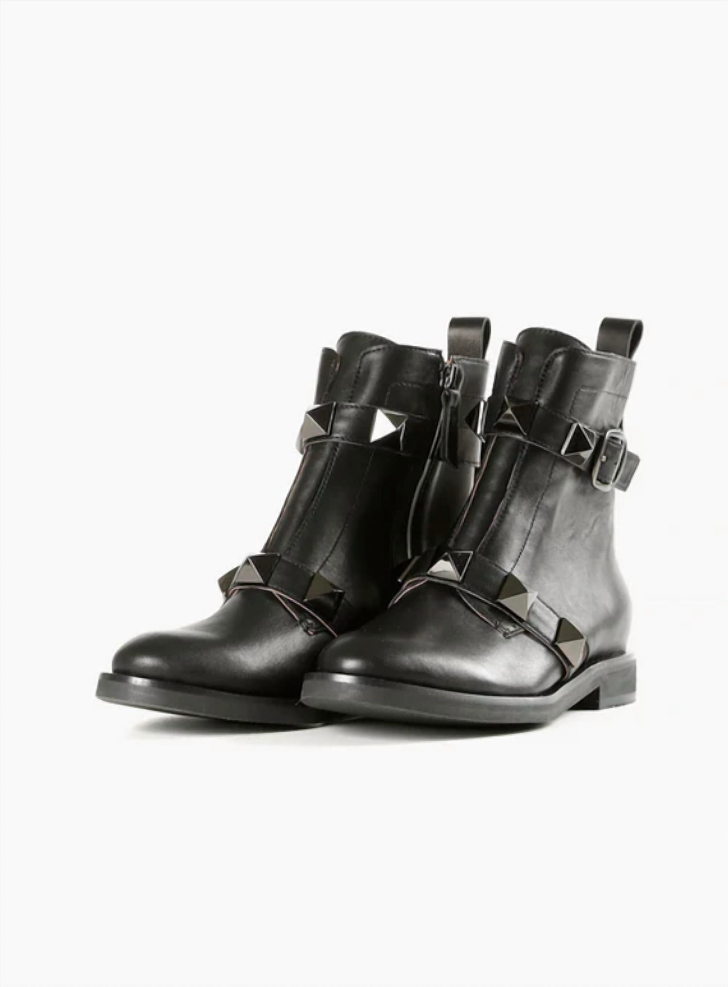 ALL BLACK Women's Pyramid Stud Boots in navy - women's shoe - detail view