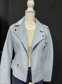 Coalition LA Women's Leather Jacket in baby blue - women's jacket
