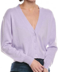 Brodie Cashmere Boxy Cropped Cardigan in lavender - women's cardigan
