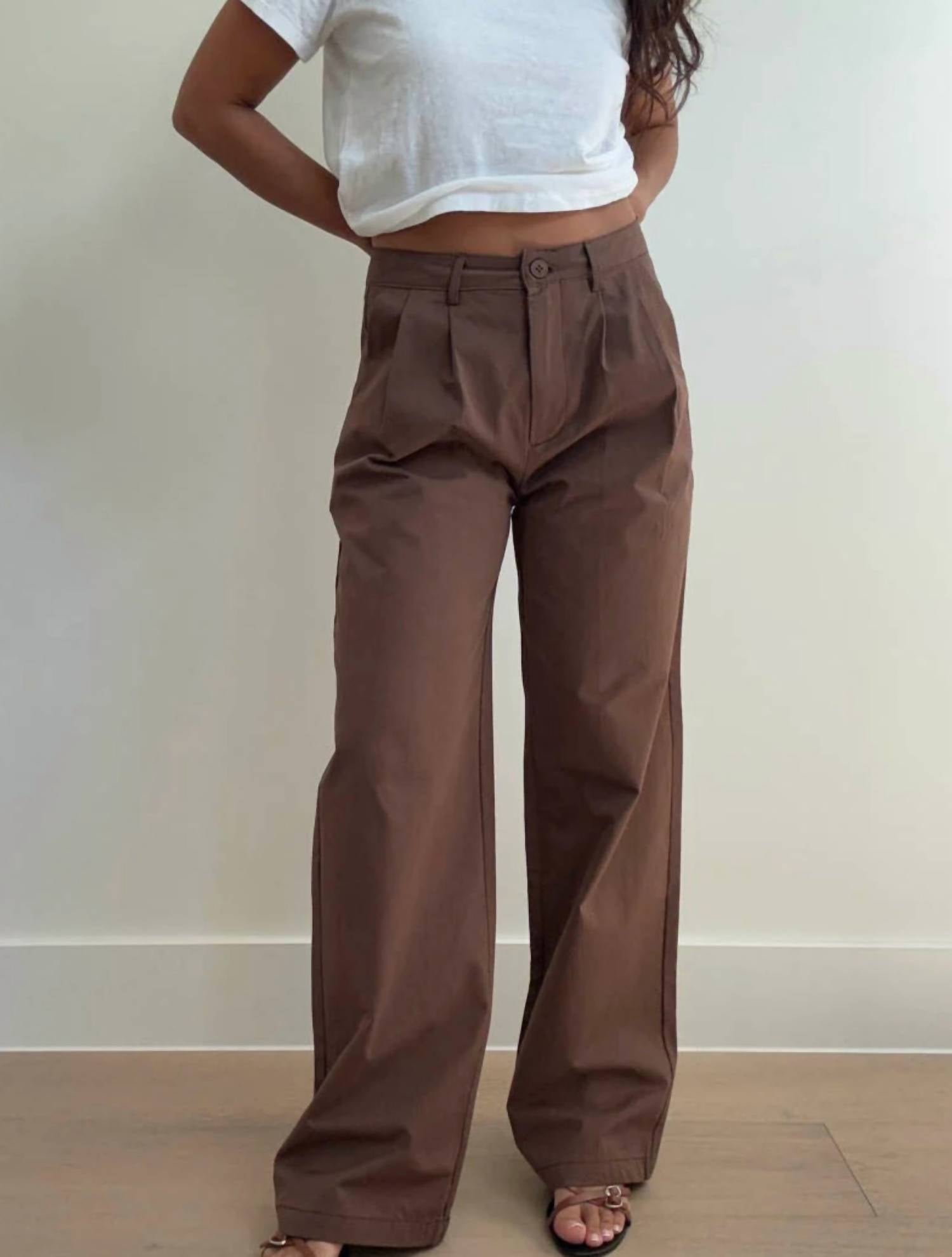 Et Clet Kalli Relaxed Fit Trousers in brown - women's pants - detail view