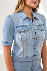 Tribal - Calyx Comfort Stretch Elbow-sleeve Denim Jacket - Plus
