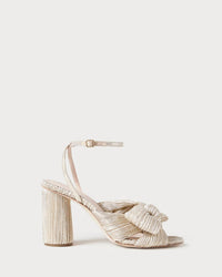 Loeffler Randall - Women's Camellia Platinum Pleated Bow Heel Sandals
