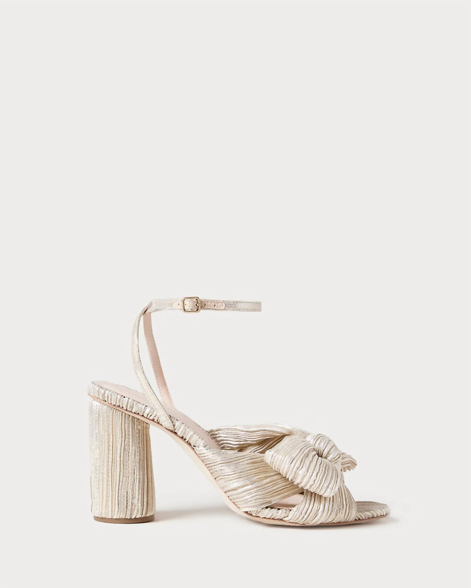 Loeffler Randall - Women's Camellia Platinum Pleated Bow Heel Sandals
