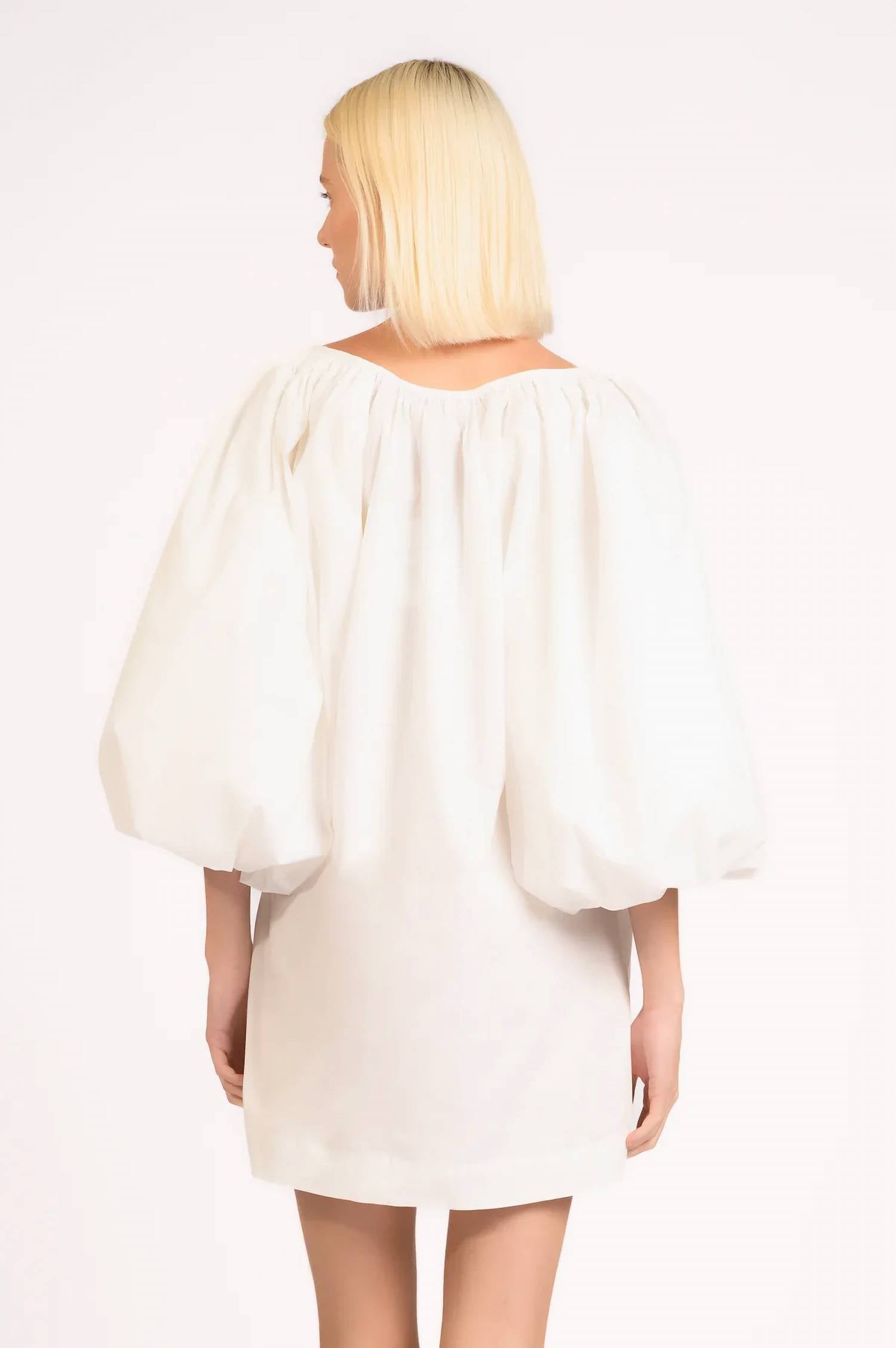 Adriana Degreas - Solid Puff Sleeve Mini Dress