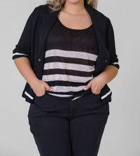 Minnie Rose - Cotton Blend Shrunken Blazer - Plus Size