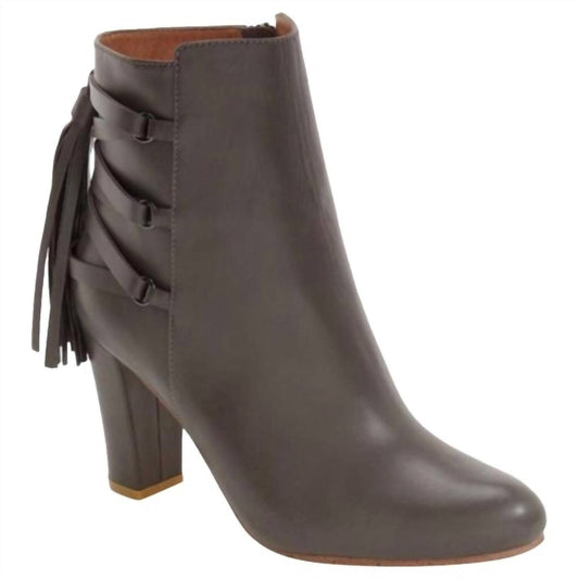 Halogen - Women Leather Tassels Lace-Up Almond Toe Booties