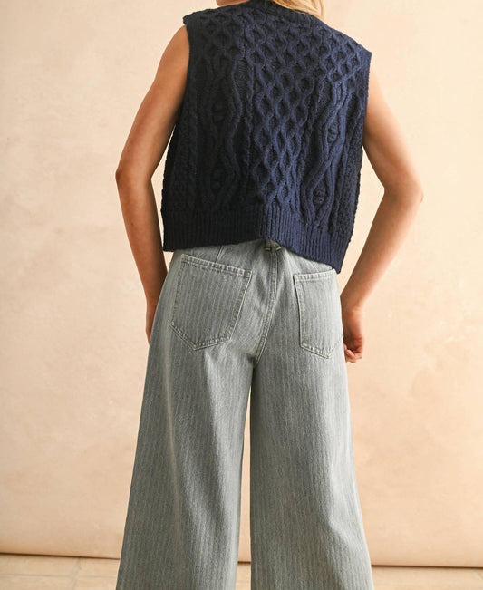 Miou Muse - TIE FRONT CABLE KNITTED VEST