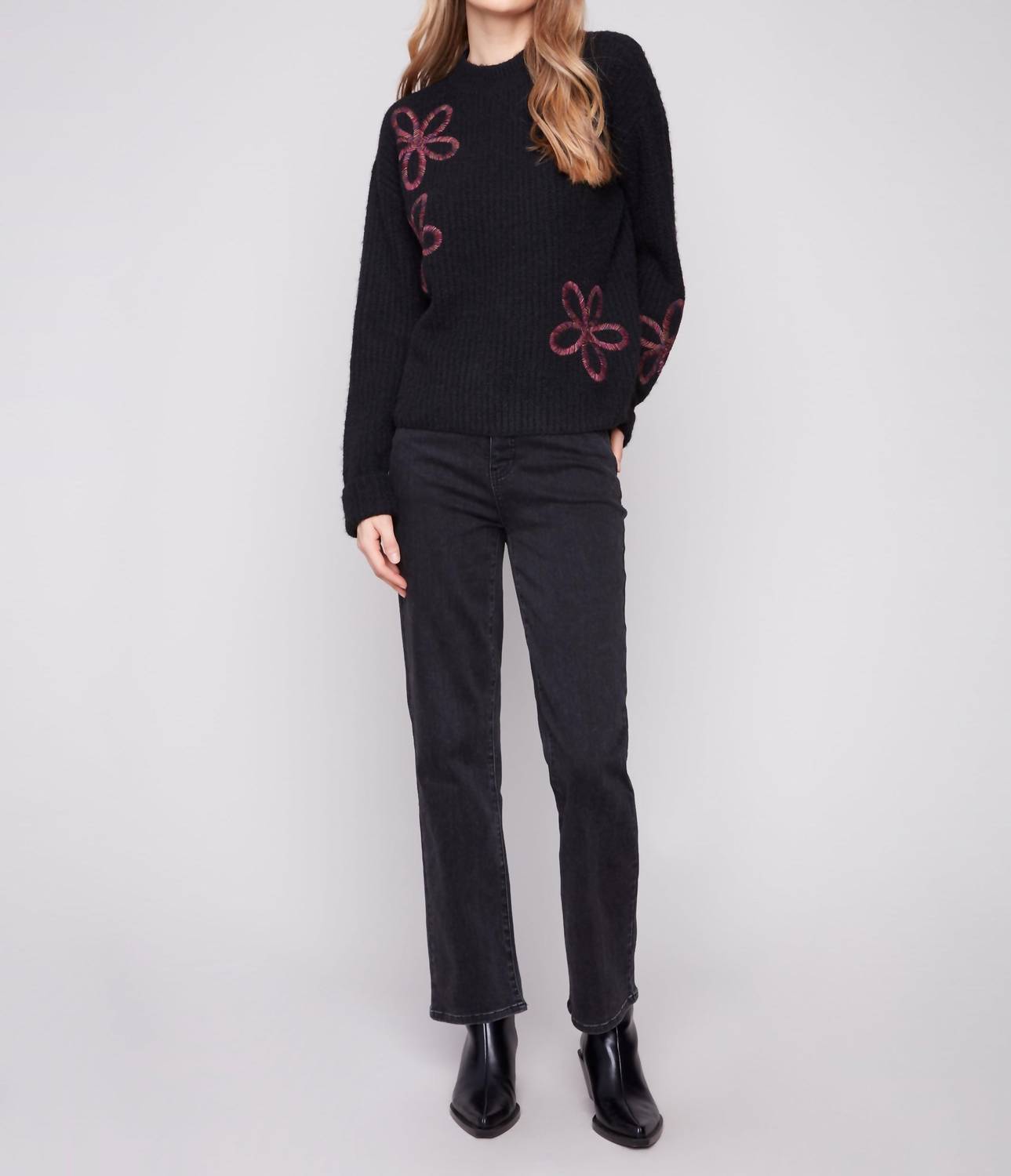 Charlie B - Embroidered Flowers Sweater