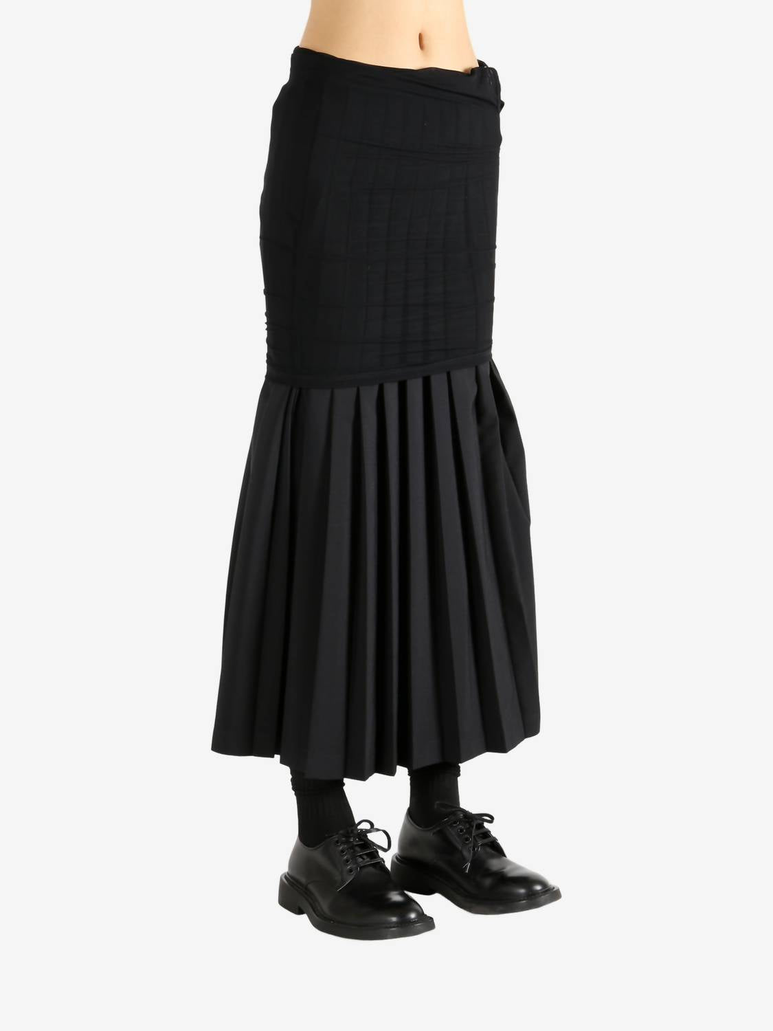 Maison Margiela Long Pleated Skirt in off black - women's skirt - detail view
