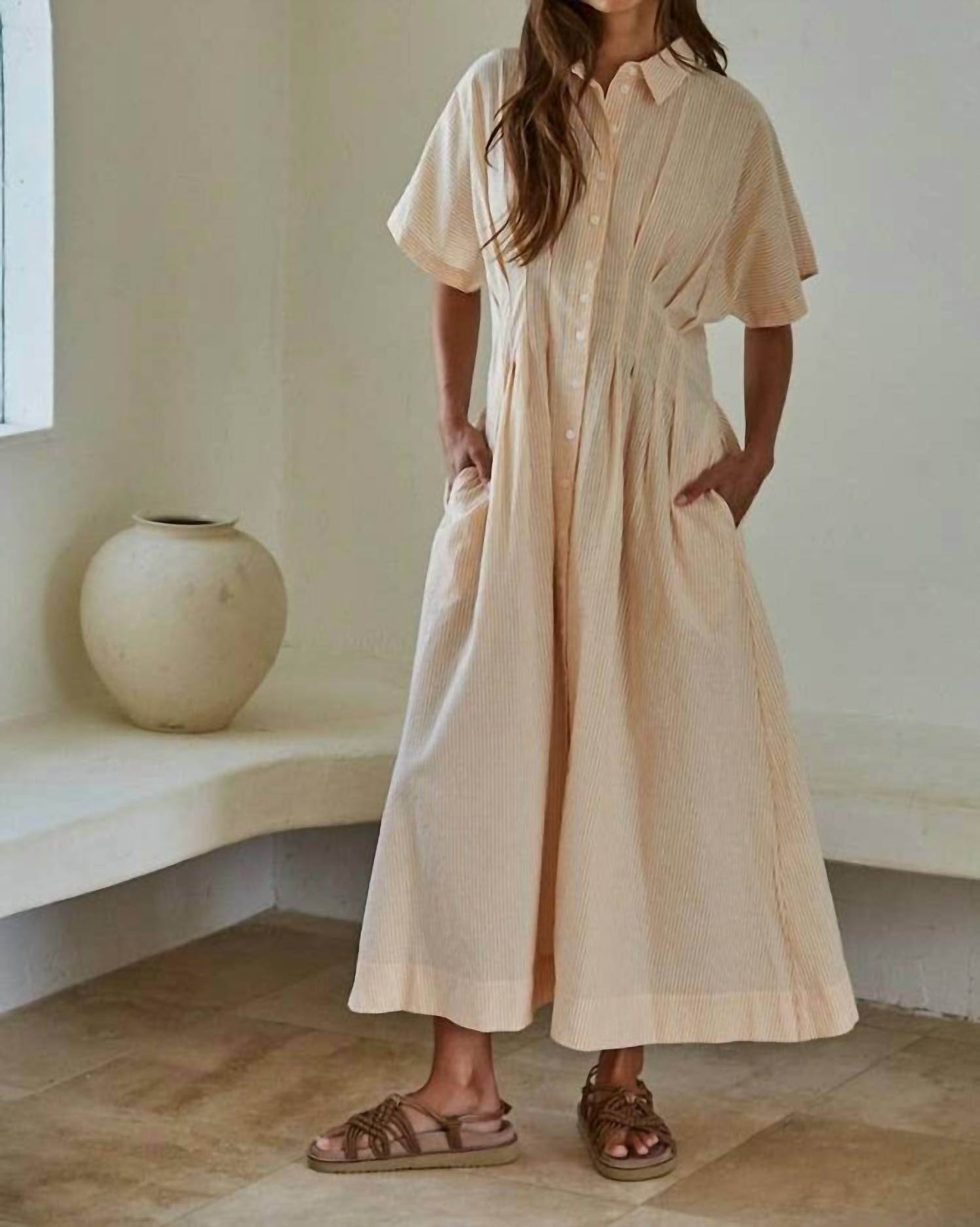 By Together - Striped Pleated Flare Dress