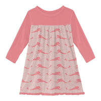 Kickee - Girls' Print Classic Long Sleeve Swing Dress