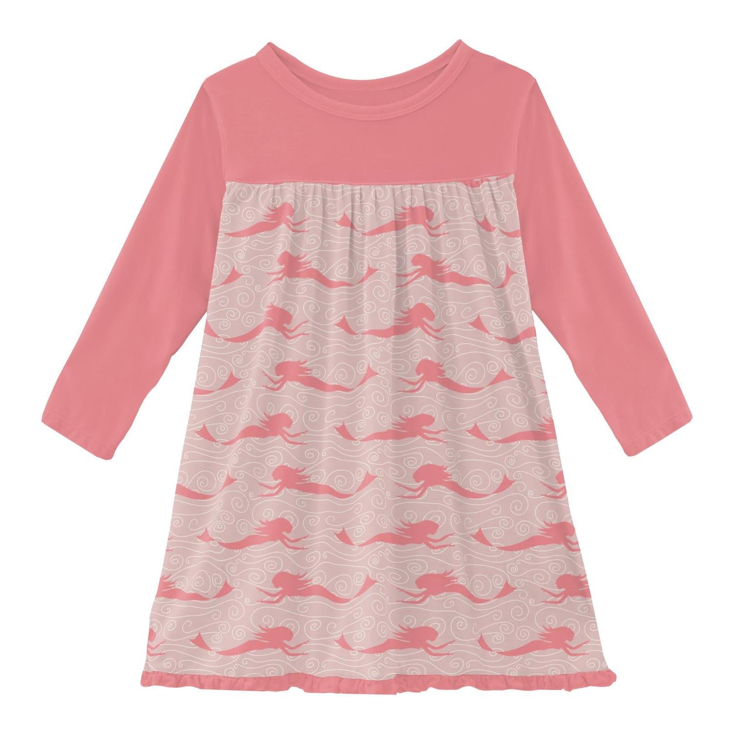 Kickee - Girls' Print Classic Long Sleeve Swing Dress