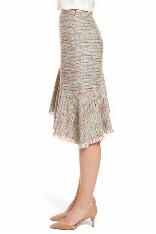 Halogen - Tweed Asymmetrical Fringe Hem Midi Skirt