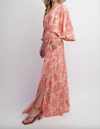 Easel - Leaf Printed Laura Maxi Dress