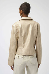 Joseph Ribkoff - Leatherette Notched Collar Fitted Jacket