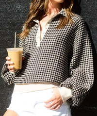 La Miel - Two Tone Textured Snap Button Front Top