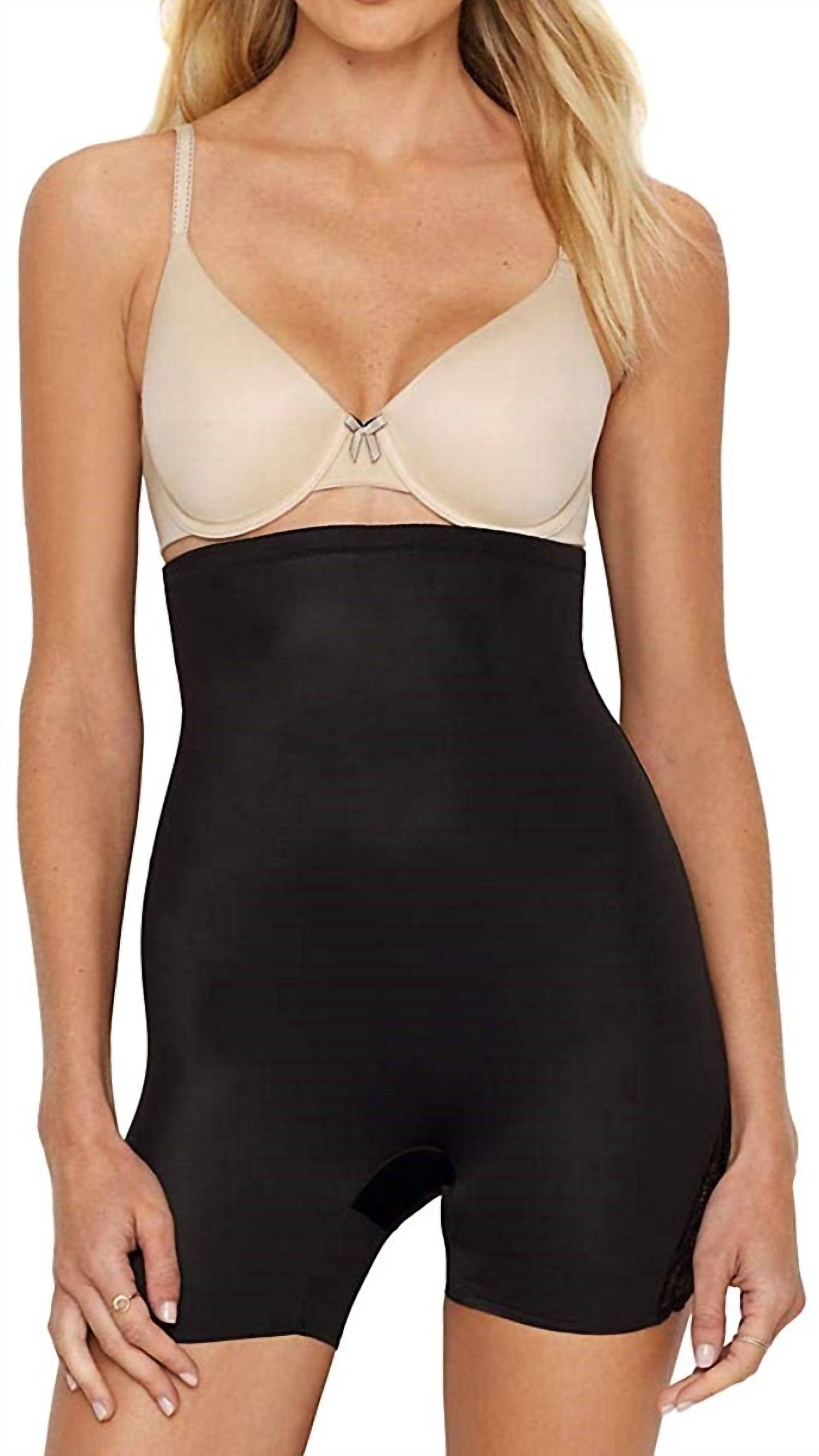 Miraclesuit Shape Away With Back Magic Lace Hi-waist Boyshort in black - women's shorts