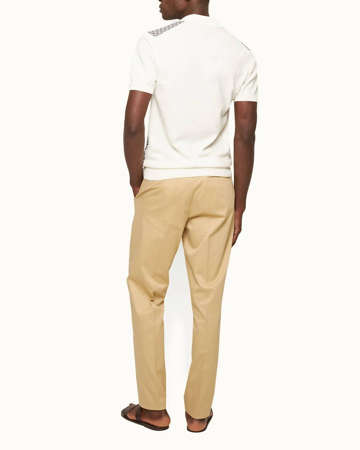 Orlebar Brown Carsyn Cashmere Trousers in beige - men's pants - detail view