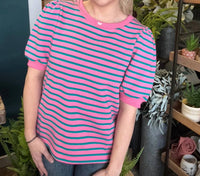 Anniewear - Striped Puff Sleeve Boutique Top