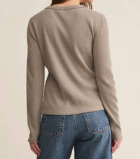 Z Supply Arlet Mini Thermal Top in smoked heather 1 - women's long sleeve top - alternate view