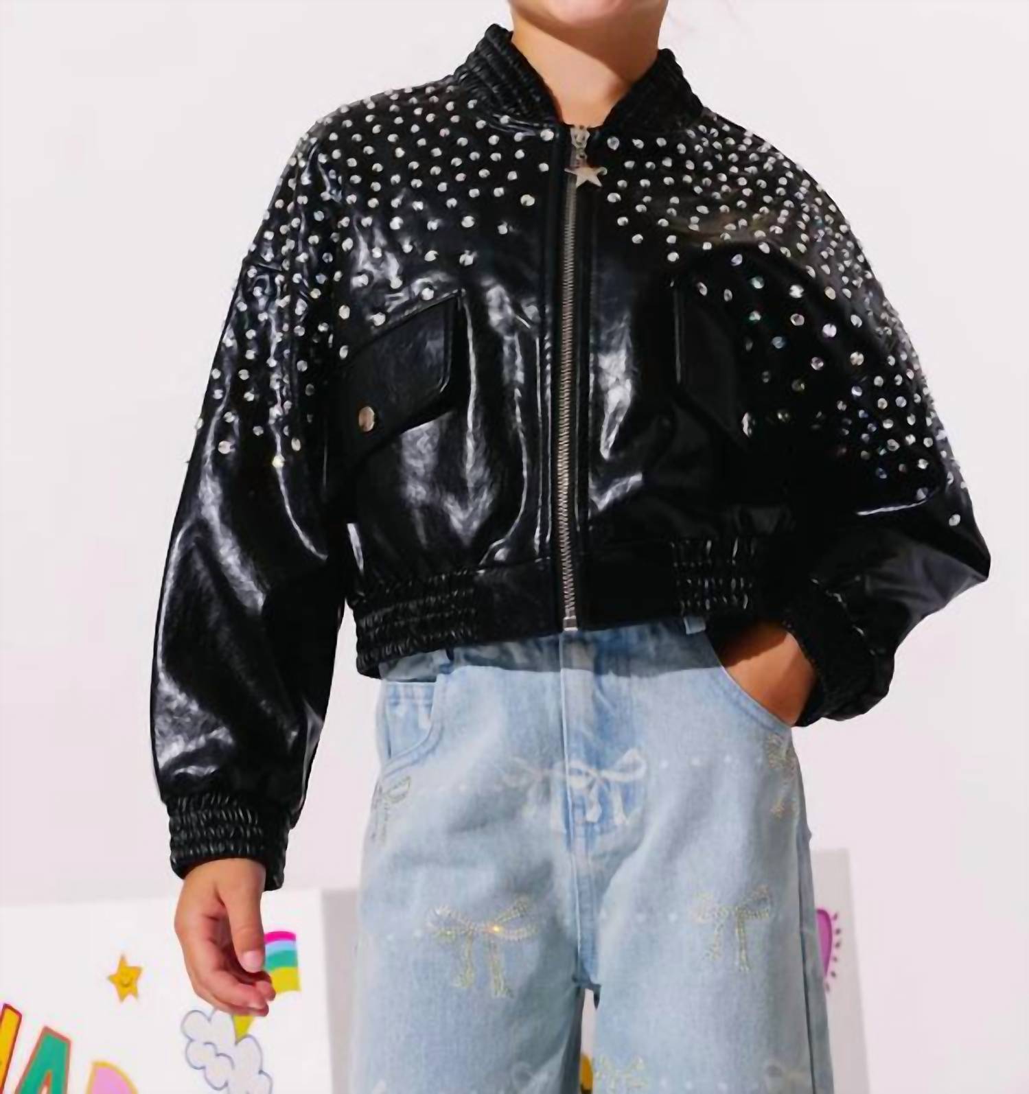 Lola + The Boys - Rockstar Studded Vegan Jacket