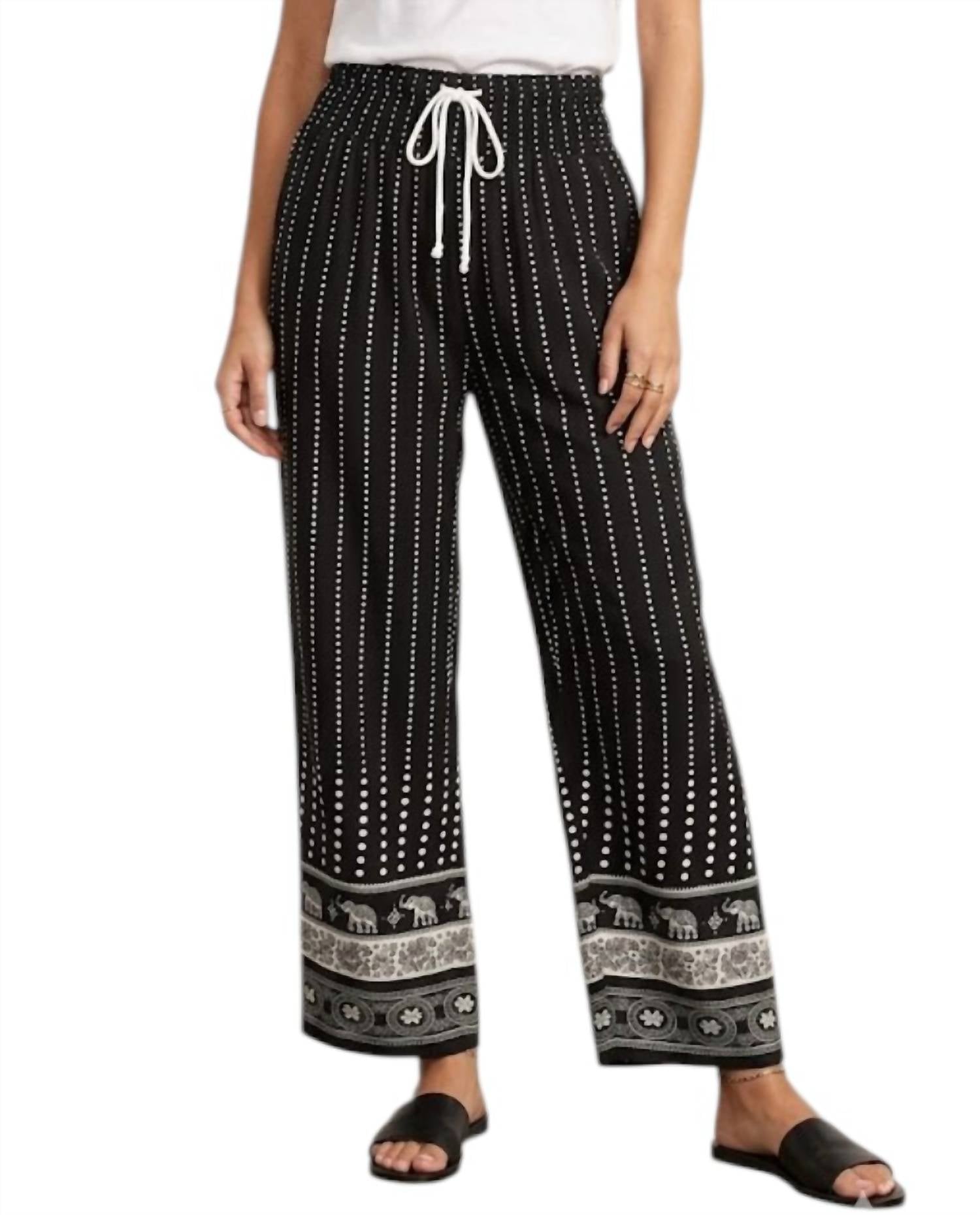 Step In Style - Women's Flowy Elephant Print Pant