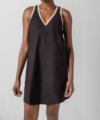 Lilla P Crochet Trim V-neck Dress in black - women's dress