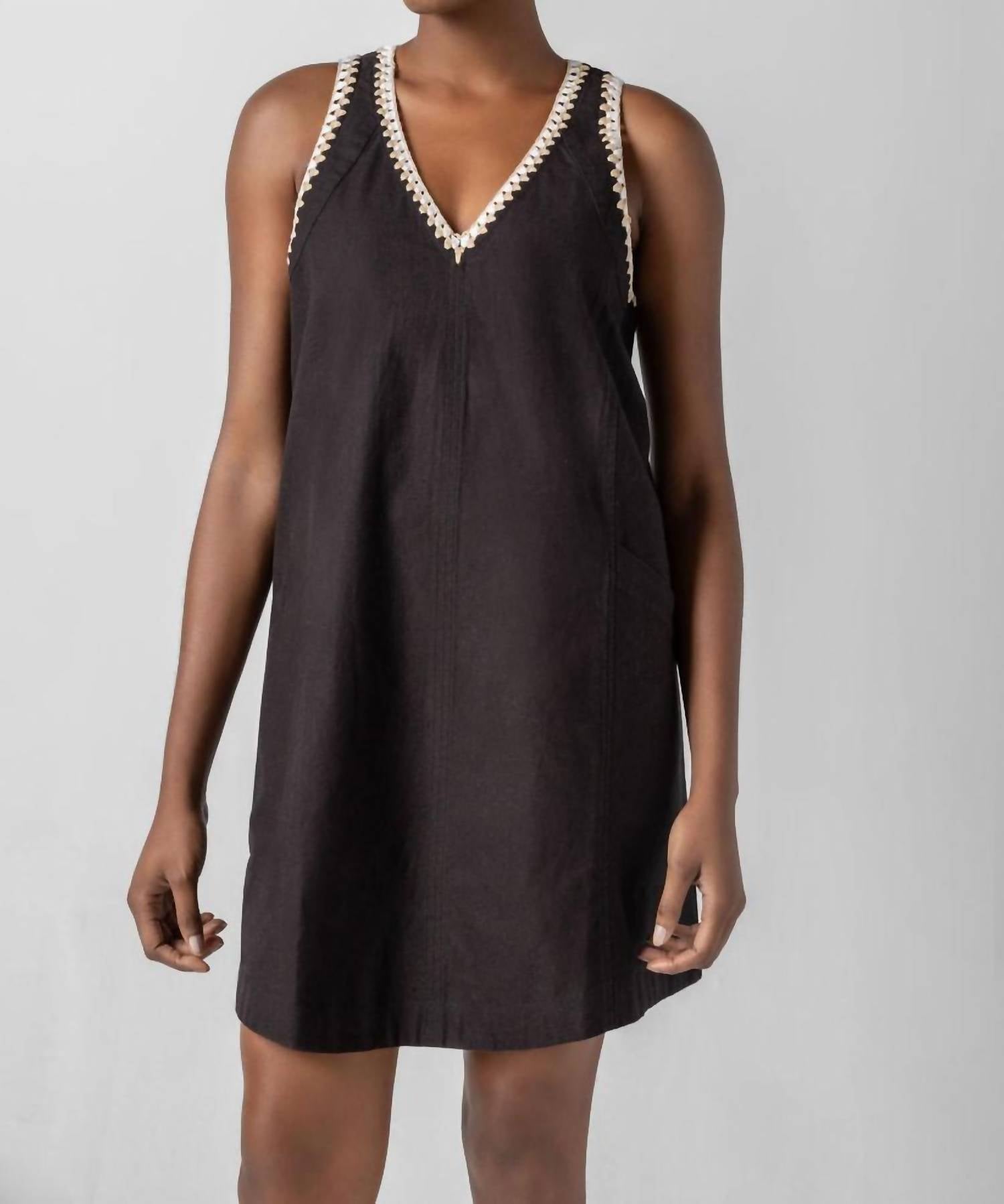 Lilla P Crochet Trim V-neck Dress in black - women's dress