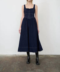 Moon River - Lace-up Front Dress