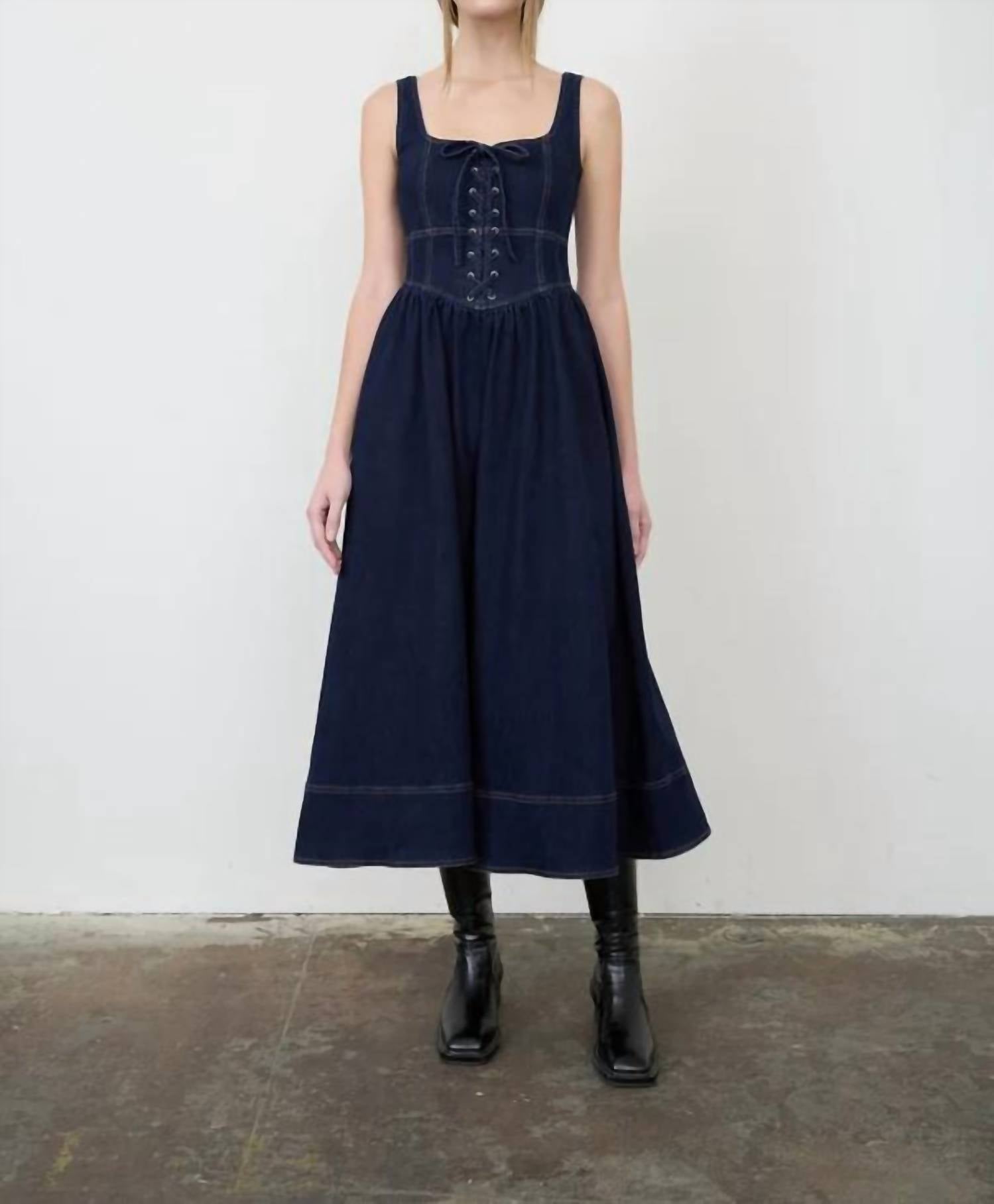 Moon River - Lace-up Front Dress