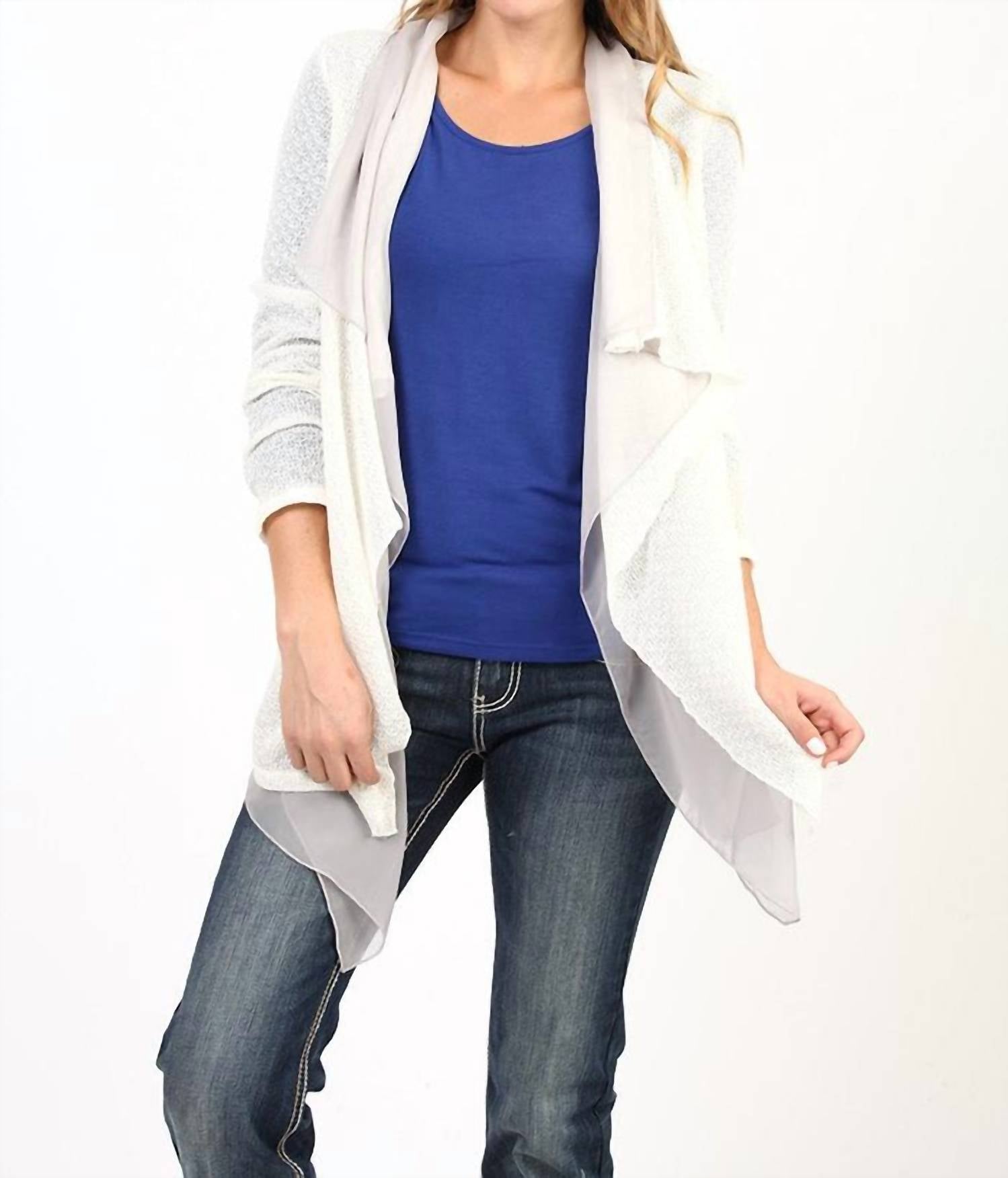 Adiktd Novelty Knit Cardigan in off white light gray - women's cardigan
