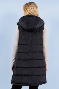Diamante Jeans - Women's Puffer Long Vest With Hood