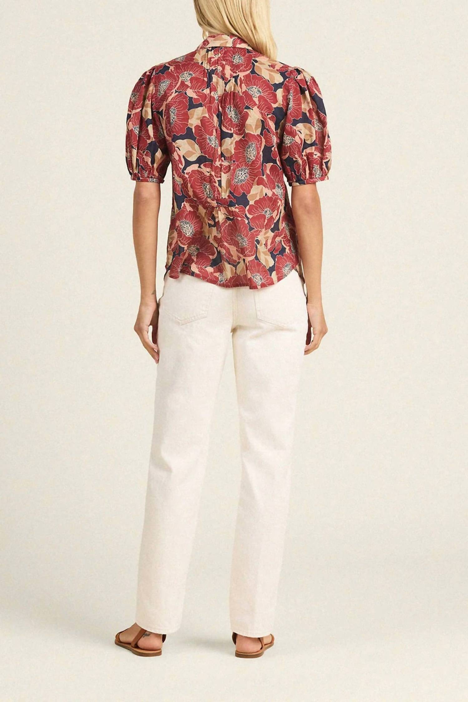 TROVATA Nadine Blouse in oleander rouge - women's blouse - alternate view